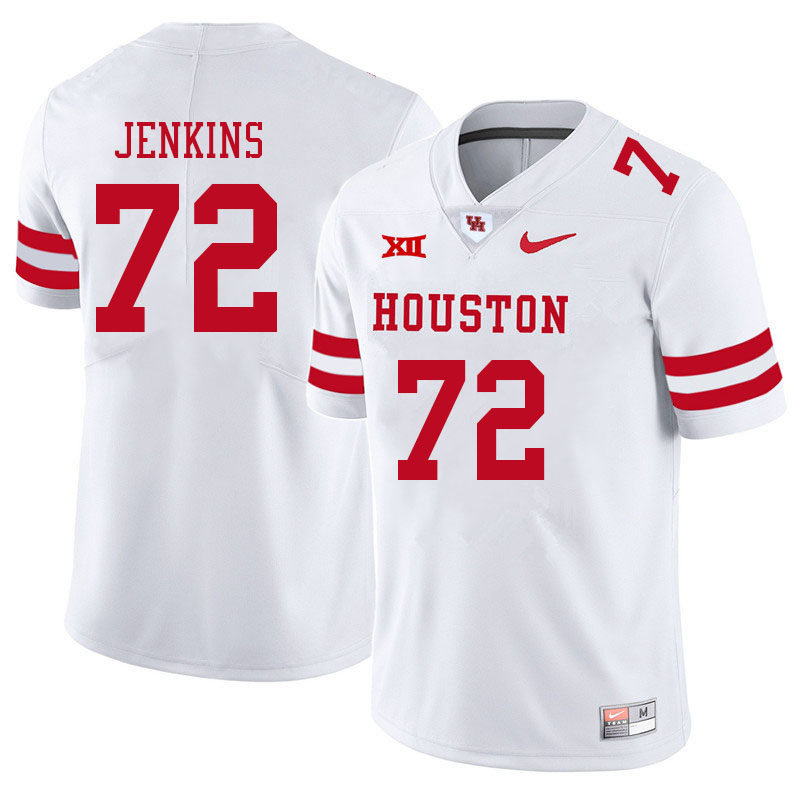 Men #72 Tank Jenkins Houston Cougars College Big 12 Conference Football Jerseys Sale-White